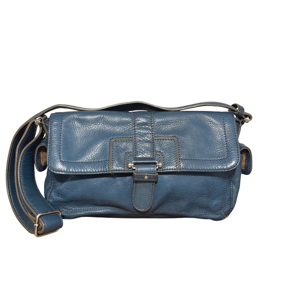 Liz Claiborne Handbags - Liz Claiborne Slouchy Shoulder Bag Blue Soft Pebbled Leather Vintage Y2K